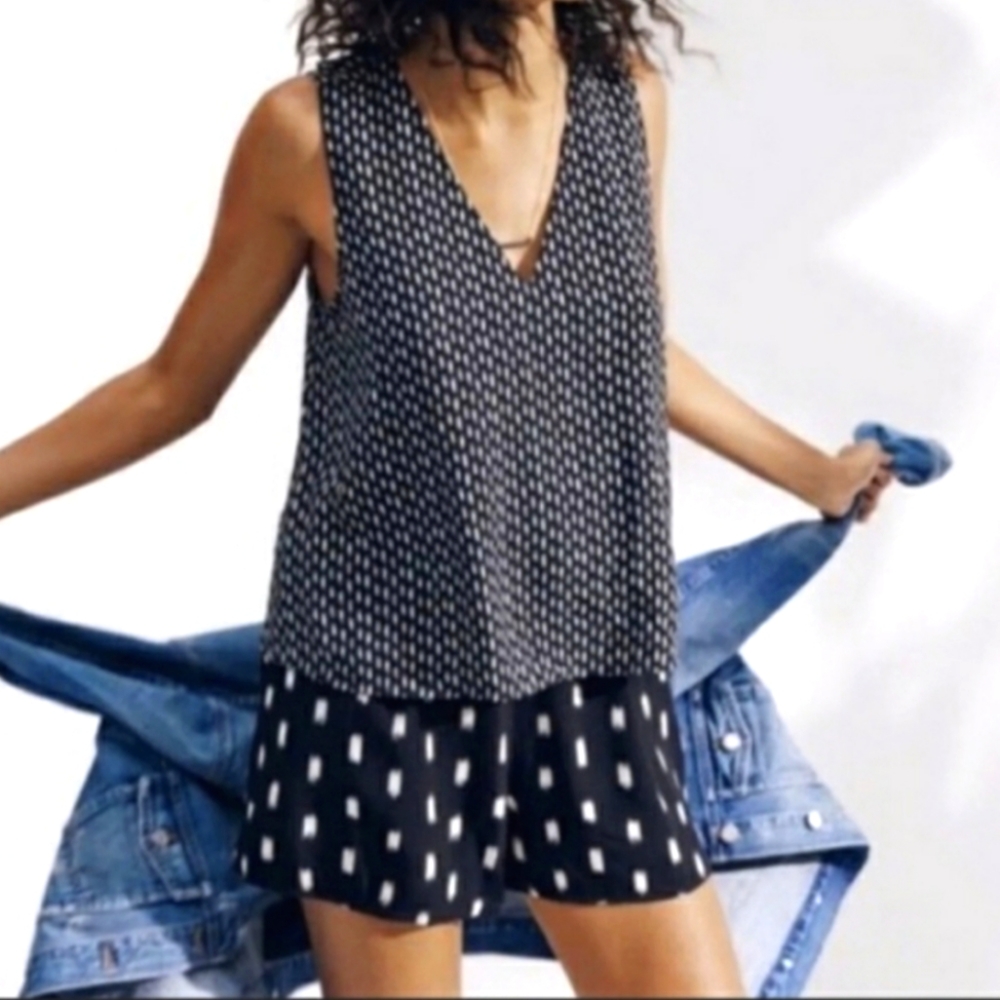 Madewell Overlay Romper Ikat Brush Pattern